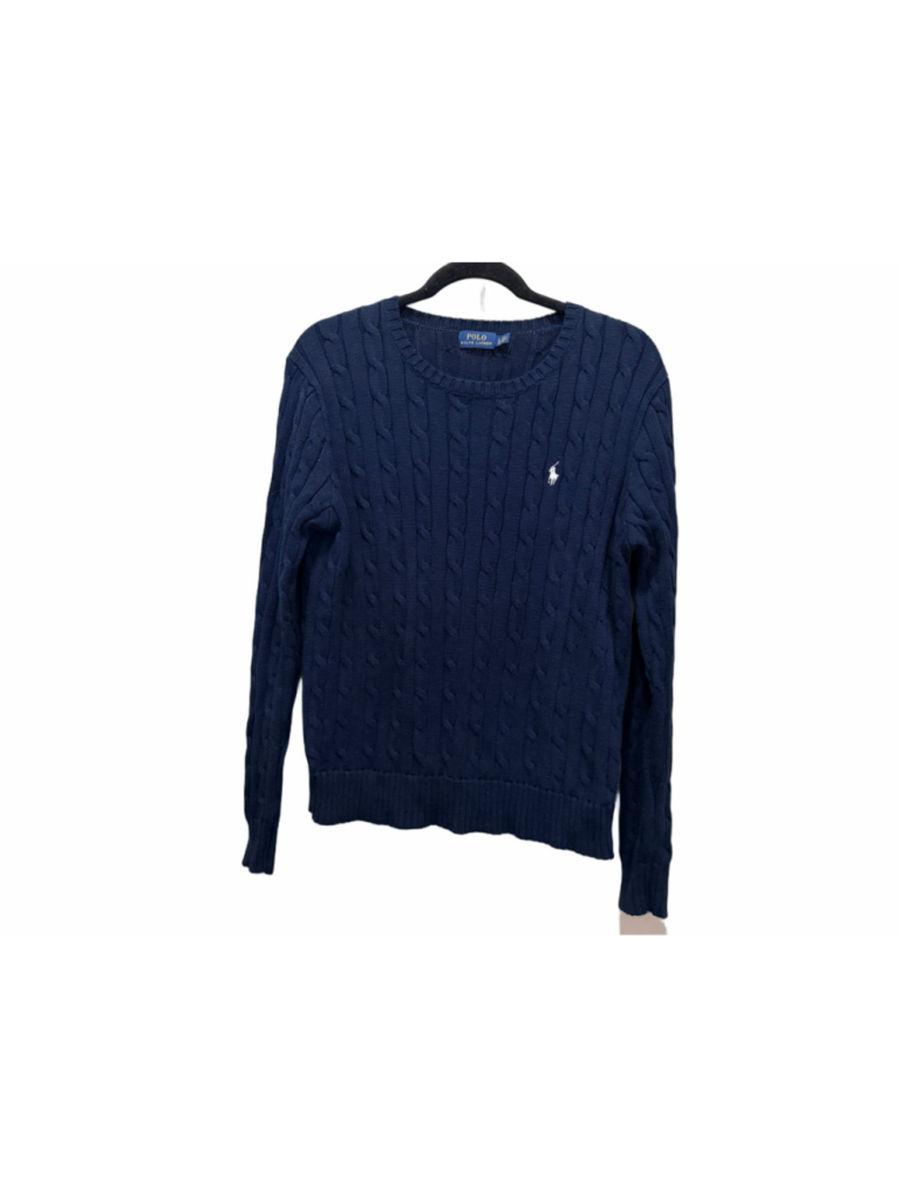Women's Polo Ralph Lauren Cable Knit Crew Neck Sweater Navy Size L